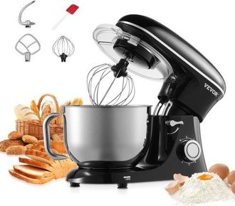 OEM Batidora De Masa De 5,68 L, Batidora De Alimentos Con Cabezal Inclinable De 1400 W Y 6 Velocidades, Taz&oacute;n De Acero Inoxidable, Gancho Para Masa, Para 