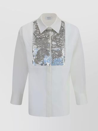 Alexander McQueen crystal embroidered italian collar shirt