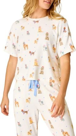 PJ Salvage Meet Me in Pawris Short Sleeve Pajama Tee in Ivory at Nordstrom, Size X-Small