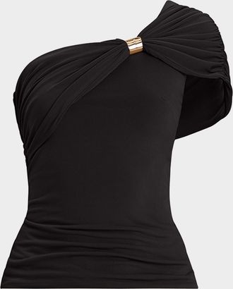 H&eacute;rve L&eacute;ger Sofia One-Shoulder Drape Top
