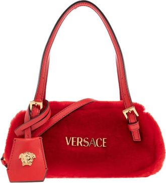 Versace mini Tag Bowling shoulder bag - women - Lamb Skin - One Size - Red