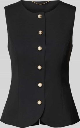 Marc Cain Slim Fit Weste mit Rundhalsausschnitt in Black, Gr&ouml;&szlig;e 34