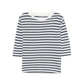 Majestic Filatures Majestic Filatures, Long Sleeve Tops, female, Blue, Size: L Striped T-shirt