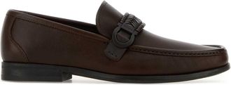Ferragamo Dark Brown Leather Caspian Loafers