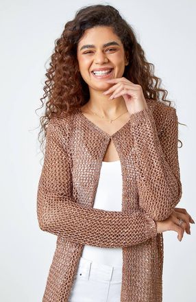 Roman Sequin Knit Longline Cardigan