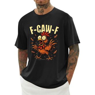 Generic Funny T Shirts for Men, F-CAW-F Mens T Shirt Funny Chicken Scream Shirts Novelty Rooster Graphic Design Tees Short Sleeve Crew Neck Tops Blouse Lightw