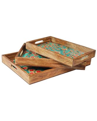 Tiramisu Blissful Blooms Resin And Wood Decorative Trays