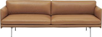 MUUTO Outline Sofa 3-Sitzer, cognac Refine Leder / Aluminium poliert