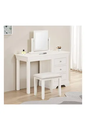 Seconique Bordeaux 3 Drawer Dressing Table Set in Ivory