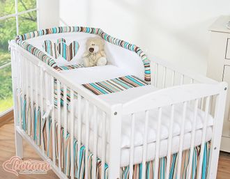 OEM Juego De Ropa De Cama De 3 Piezas 135x100 - Corazones Y Rayas, Marr&oacute;n