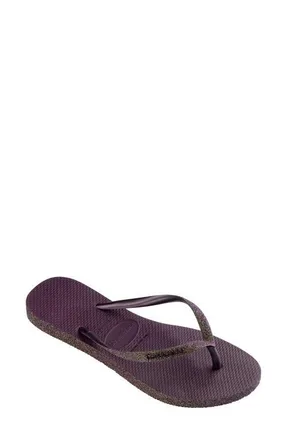 Havaianas Slim Sparkle Flip Flop in Aubergine at Nordstrom, Size 11