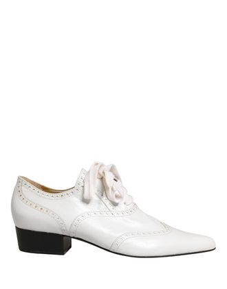 Dolce & Gabbana White Leather Brogue Oxford Lace Up Womens Shoes