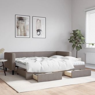 vidaXL Sof&aacute; Cama Nido Con Cajones Tela Gris Taupe 80x200 Cm Vidaxl