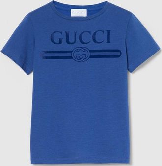 Gucci Kids - Cotton T-shirt With Print, Size 10 years, Blue, Ready-to-wear
