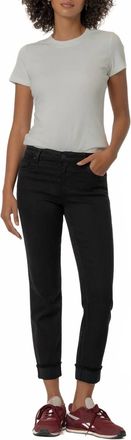 Kut from the Kloth Amy Mid Rise Crop Straight Leg Jeans In Black