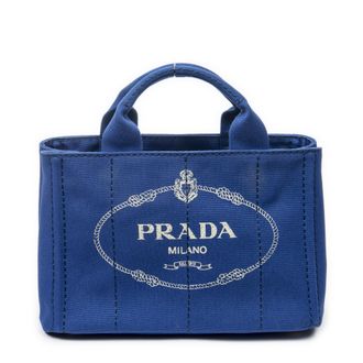 Prada Pre-owned Womens Small Canapa Tote Handbag - Blue - One Size