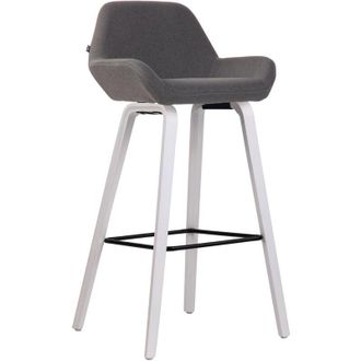 Clp Taburete de bar Newnan de 4 patas con estructura de tela Gris oscuro Blanco (roble)