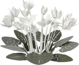 Arti e Mestieri Centrotavola decorativo Ciclamino &Oslash;38 cm in ferro color Verde Salvia e Bianco Design floreale moderno per tavolo o soggiorno Made in Italy