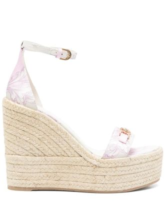 Versace 120mm Barocco Medusa 95 espadrilles - women - Calf Leather/Fabric/Jute/Rubber - 40 - Pink