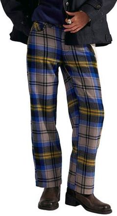 Free People Cheers Plaid High Waist Pants in Charcoal Combo at Nordstrom Rack, Size 14
