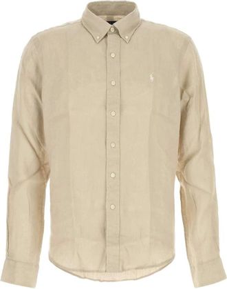 Polo Ralph Lauren Linnen Shirt op Maat - Heren - Casual Overhemden - Beige - L - Linnen - Overhemden