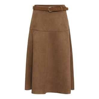 Cream Midi Rok - Dames - Rokken - Bruin - Maat: 2XL
