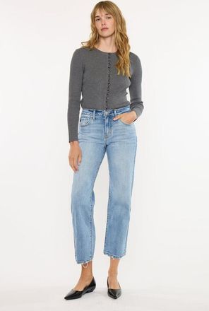 Kancan Melissa High Rise Slim Wide Leg Jeans in Light Wash at Nordstrom, Size 30