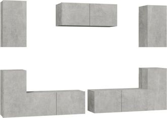 vidaXL 7 Piece TV Cabinet Set Concrete Grey Engineered Wood vidaXL