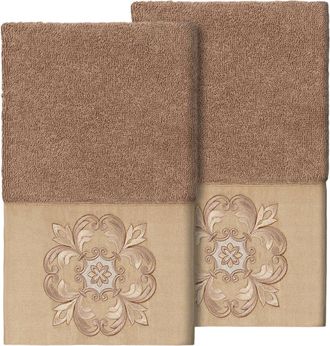 Linum Home Textiles 100% Turkish Cotton Alyssa 2Pc Embellished Hand Towel Set