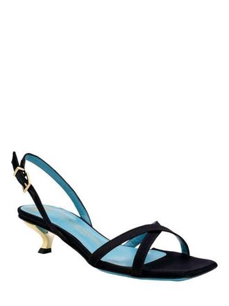 Valentina Rangoni Vulcano Halter Satin Sandal in Black Rosso at Nordstrom, Size 7.5