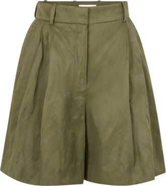 Nina Ricci wrinkled cotton tailored shorts - women - Cotton - 36 - Green