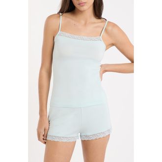 Etam Kitty Lace Trim Camisole in Blue Green at Nordstrom, Size X-Large