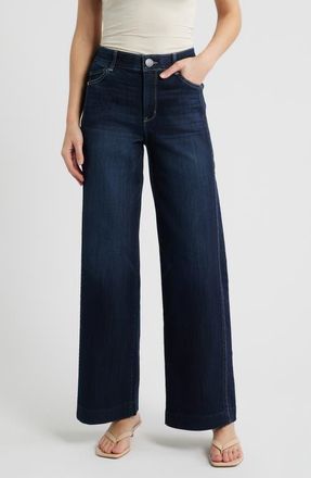 Wit & Wisdom Gracie Skyrise Double Side Seam Wide Leg Jeans in Indigo Artisanal at Nordstrom, Size 16P