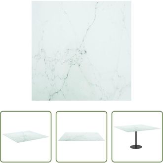 vidaXL Piano tavolo marmo - Piano Tavolo Bianco 70x70 cm 6 mm Vetro Temperato Design Marmo
