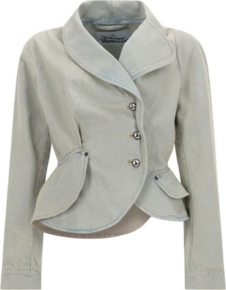 Vivienne Westwood Neutrals Stormy Denim Asymmetrical Peplum Jacket