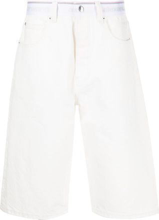 Alexander Wang logo-webbing board shorts - women - Cotton - 29 - White
