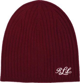 Lauren Ralph Lauren Signature Cashmere Beanie in Dark Garnet at Nordstrom