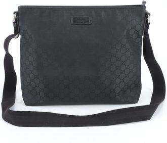 Gucci Black Nylon Leather Shoulder Bag Tote Bag (Pre-Owned)
