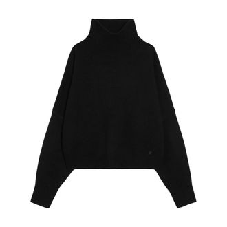Loulou Studio Turtlenecks, female, Black, Size: L Luke Collar Stand Sweater