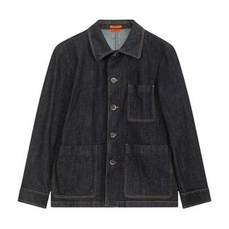 Barena Denim Jackets, male, Blue, Size: M Patch-Pocket Denim Overshirt