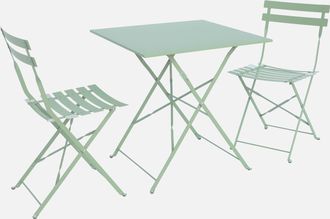 Sweeek Set Tavolo Da Giardino Pieghevole In Acciaio Con 2 Sedie, 70cm