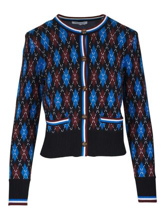 Veronica Beard Sylvane argyle button cardigan - women - Wool/Cotton - S - Black
