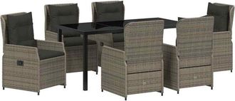 vidaXL Conjunto De Comedor De Jard&iacute;n 7 Pcs Gris Rat&aacute;n Sint&eacute;tico Vidaxl