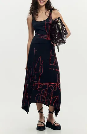 Desigual Abstract Print Sleeveless Dress in Black at Nordstrom, Size X-Small