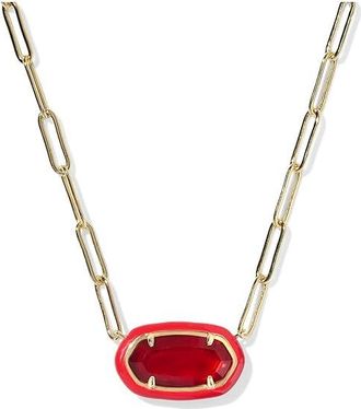 Kendra Scott Elisa Enamel Frame Paperclip Womens Necklace Womens Necklace Gold Red Illusion, Brass/Gold-Plated