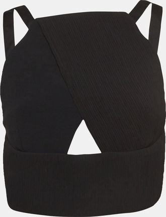 Roland Mouret Black Rippled Chiffon And Stretch Crepe Maida Crop Top