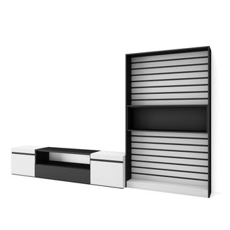 Skraut Home Skraut Home - Muebles De Sal&oacute;n Para Tv, Conjunto De Muebles Comedor, 310x186x35cm, Para Tv Hasta 80, Mueble Televisi&oacute;n, Estilo Moderno, Blanco Y Negro