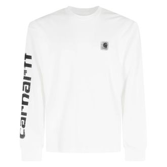Carhartt Work in Progress Carhartt Wip, Long Sleeve Tops, male, White, Size: L Long Sleeve Archive Script T-Shirt