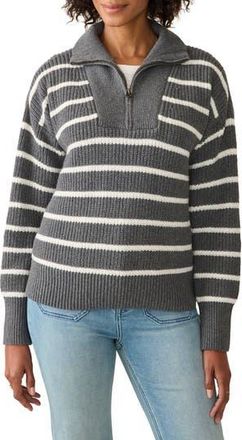 Faherty Mariner Stripe Quarter Zip Sweater in Moonstone Stripe at Nordstrom Rack, Size X-Large