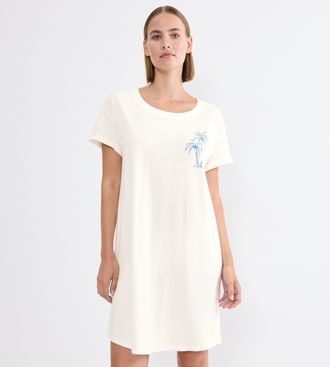 Triumph Nachthemd TRIUMPH Nightdresses NDK X, Damen, Gr. 36, N-Gr, silk wei&szlig;, Jersey, Obermaterial: 100% Baumwolle, bequem kniefrei, Rundhals, Kleider Nachthe